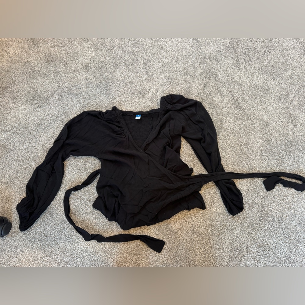 Old Navy Black Wrap Blouse
